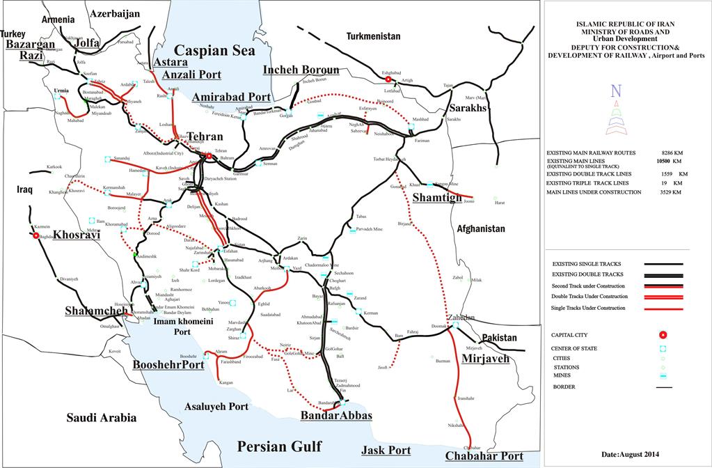 Iran railway map